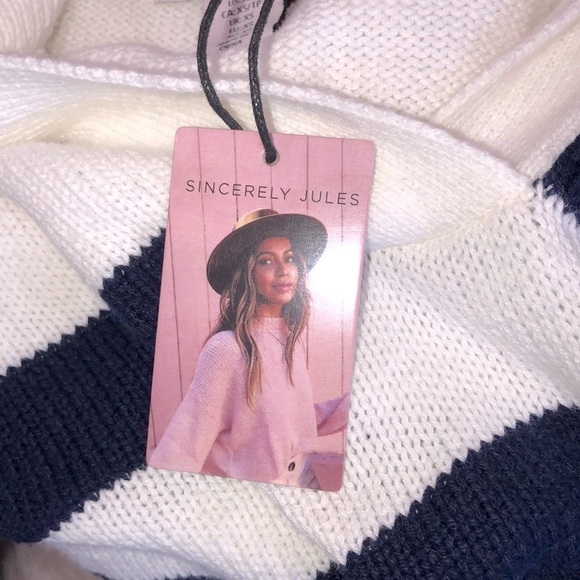 Sincerely Jules blue & white striped knit preppy sweater size small hew with tag - Picture 5 of 7